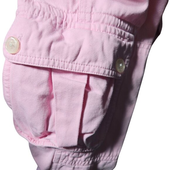 Lauren Pink Cargo Pants Womens Size 14 P Relaxed Fit Cotton Blend With Button De - Picture 2 of 10